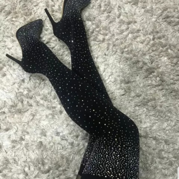 Sexy Runway Crystal Stretch Fabric Sock Boots - Picture 6 of 8